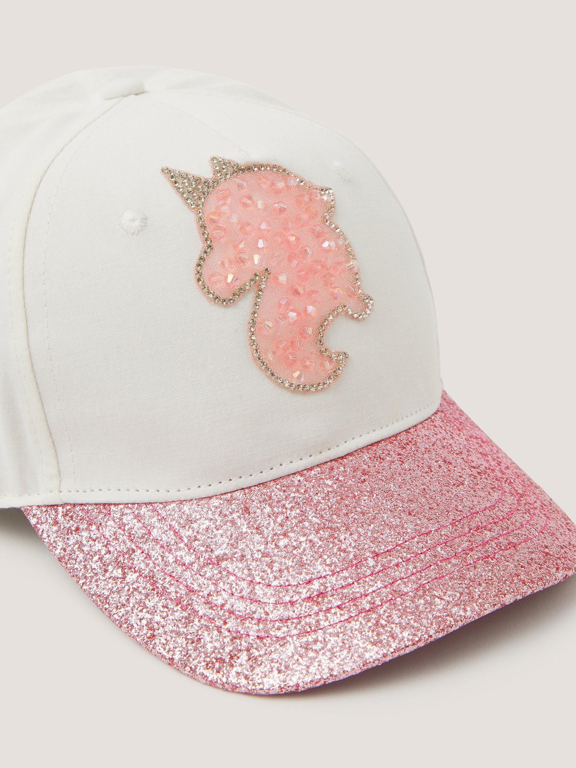 Monsoon kids unicorn glitter baseball cap white pink, imported from the UK