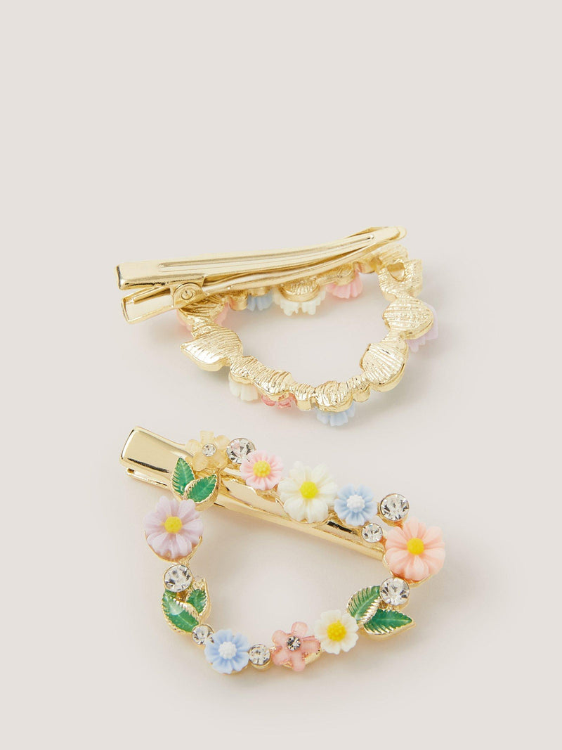 Monsoon floral heart hair clips pack of 2, imported from the UK