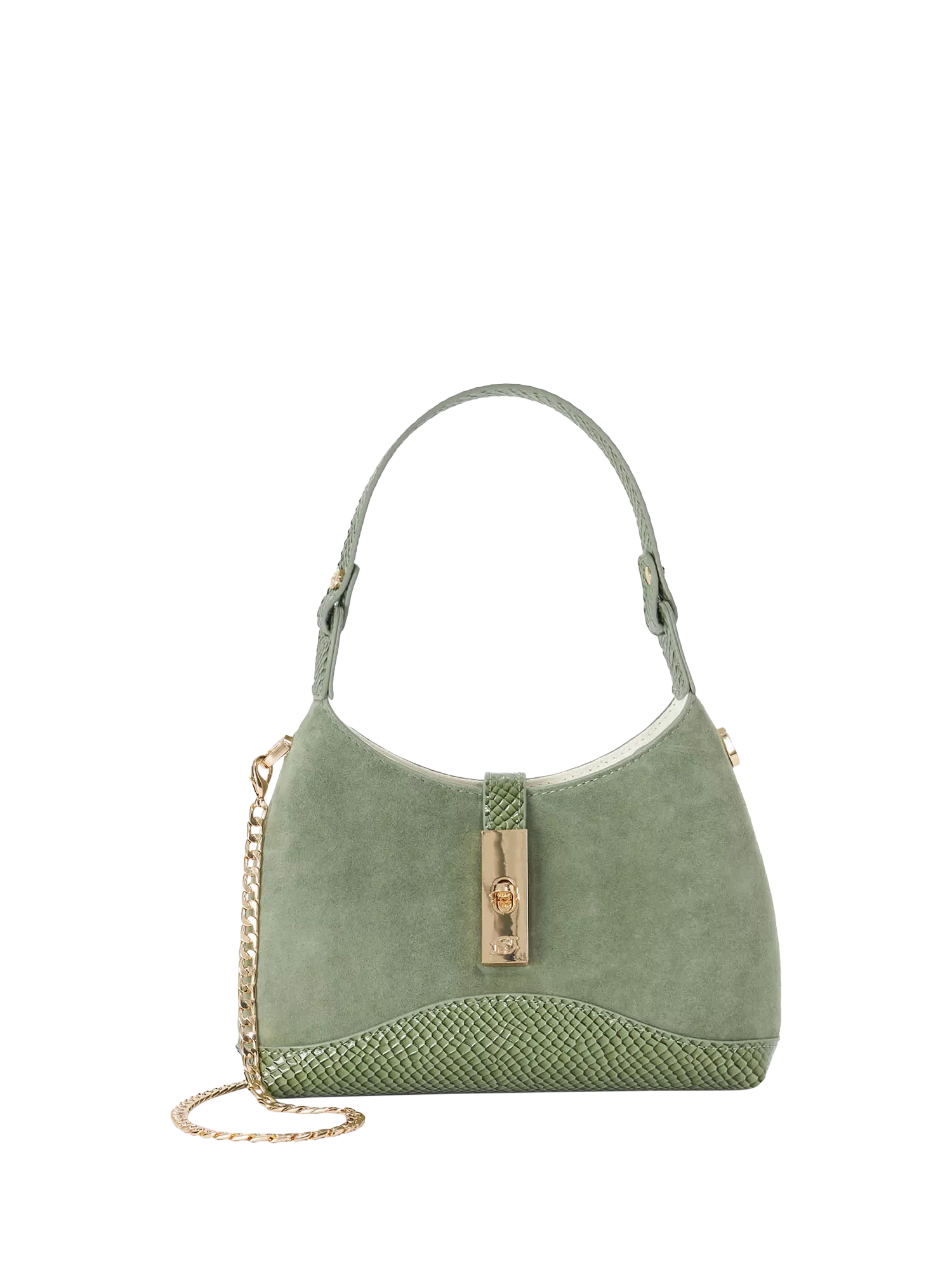 Dune London green grab bag with turn lock - British product