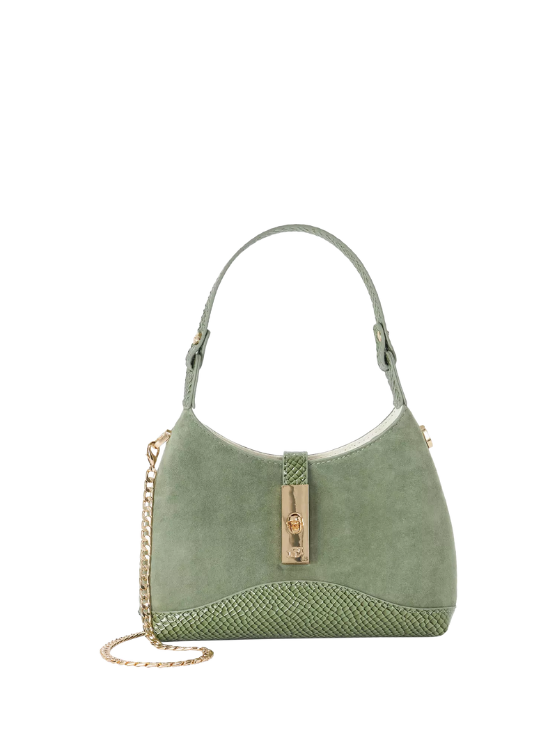 Dune London green grab bag with turn lock - British product