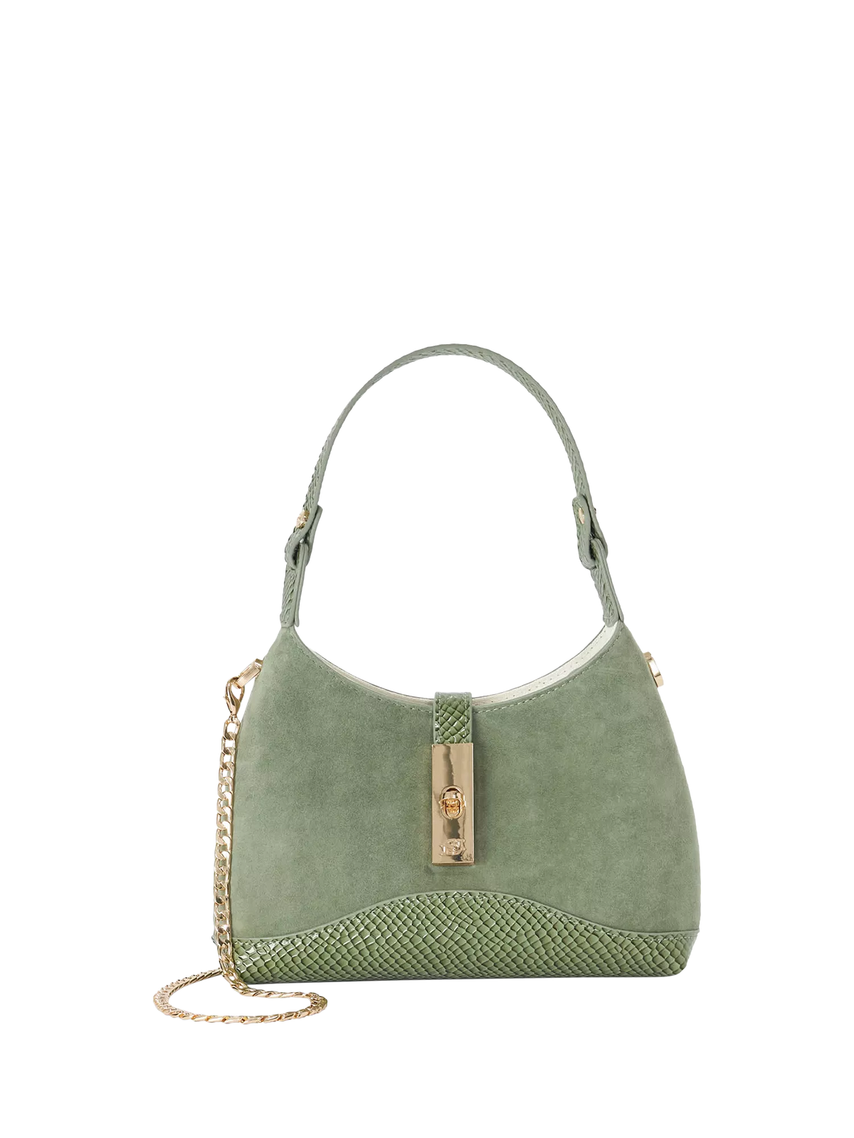 Dune London green grab bag with turn lock - British product