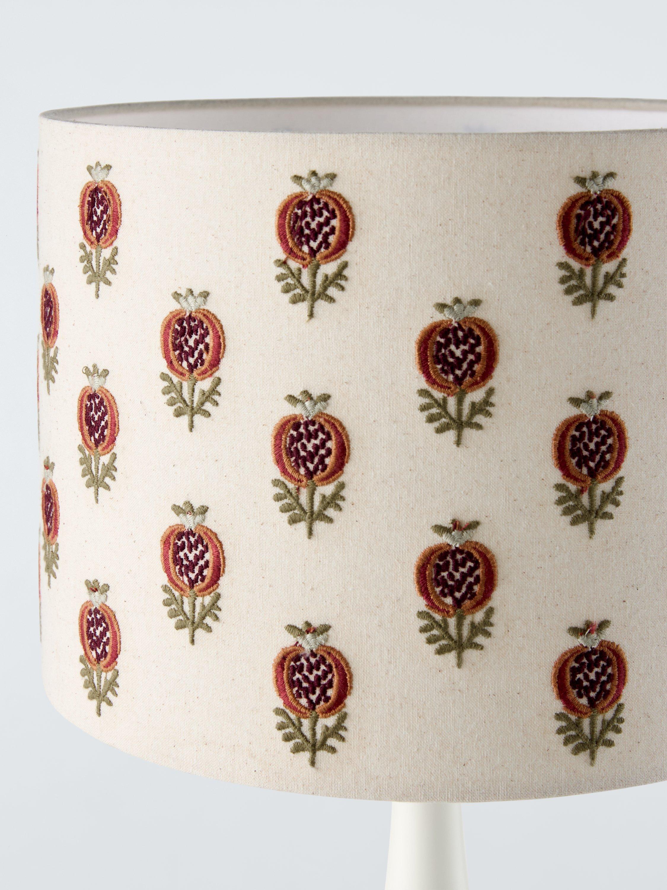 John Lewis embroidered drum lampshade pomegranate design 25cm, imported from the UK