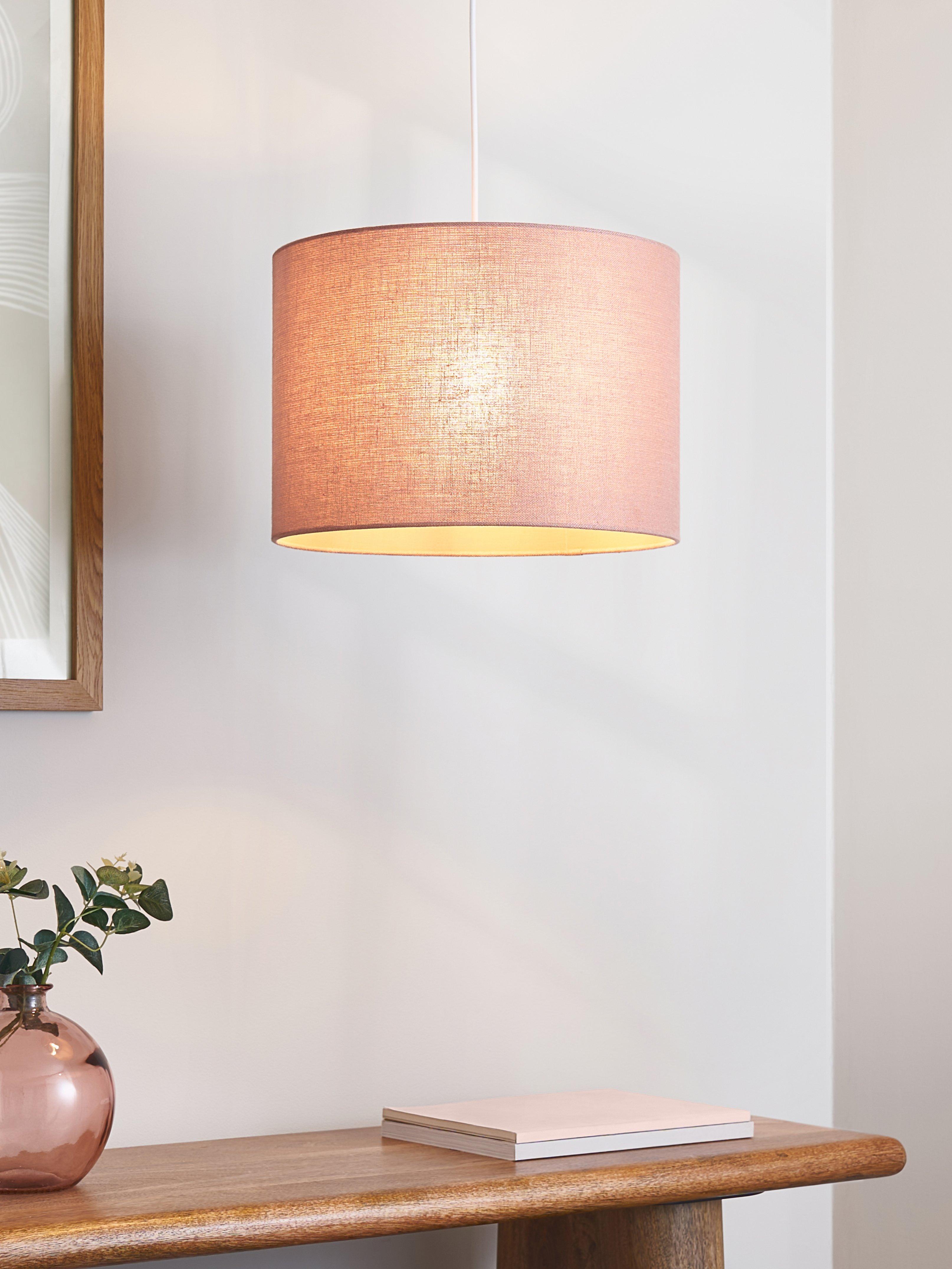 John Lewis pure linen drum lampshade in wood rose, imported from the UK