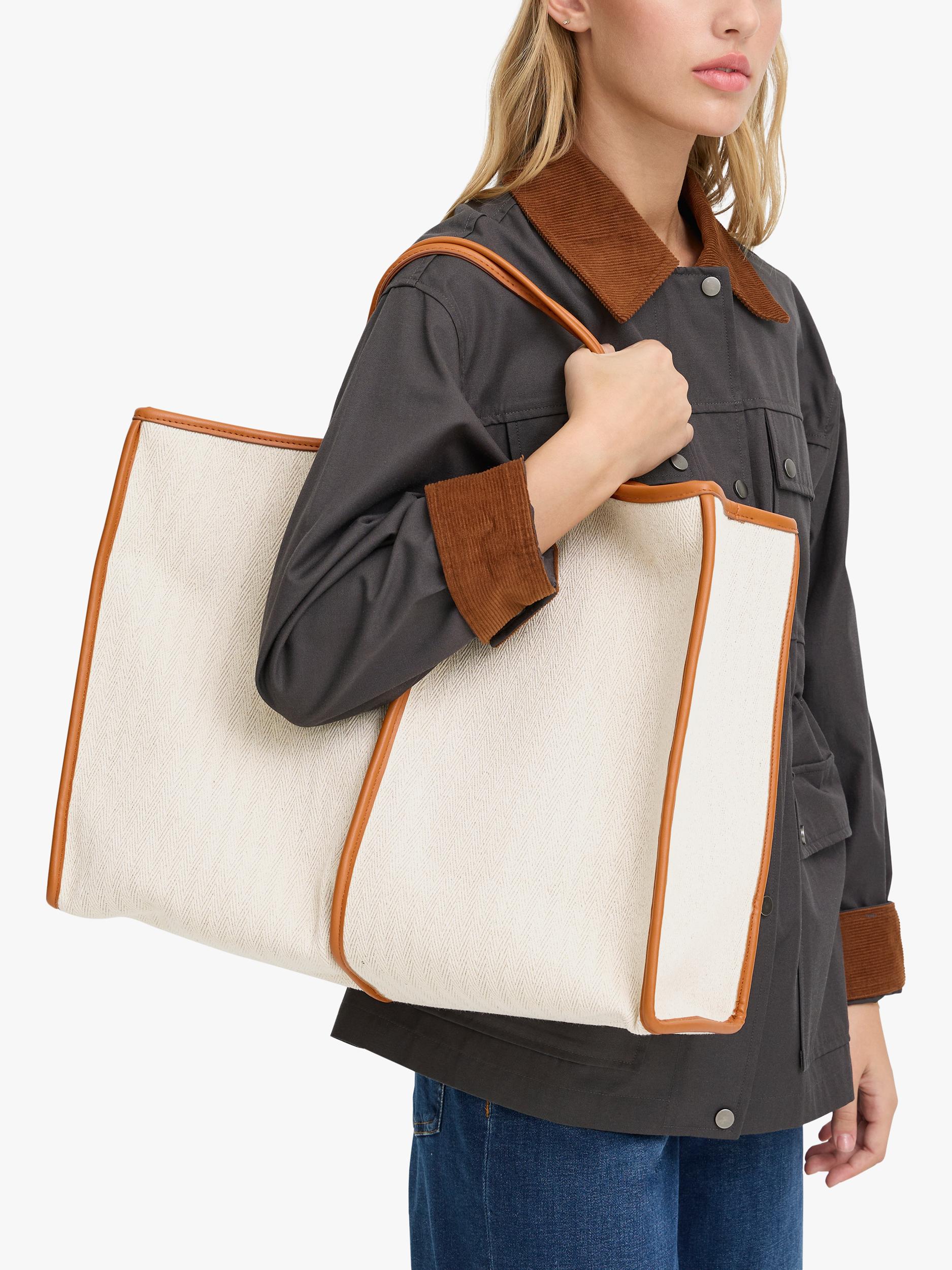ICHI Alice structured tote bag in humus - British product