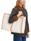 ICHI Alice structured tote bag in humus - British product