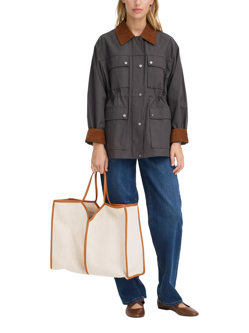 ICHI Alice structured tote bag in humus - British product