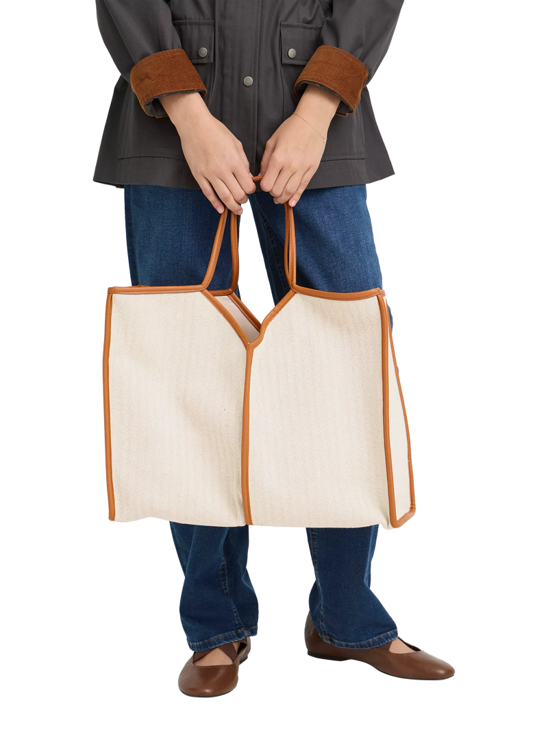 ICHI Alice structured tote bag in humus - British product