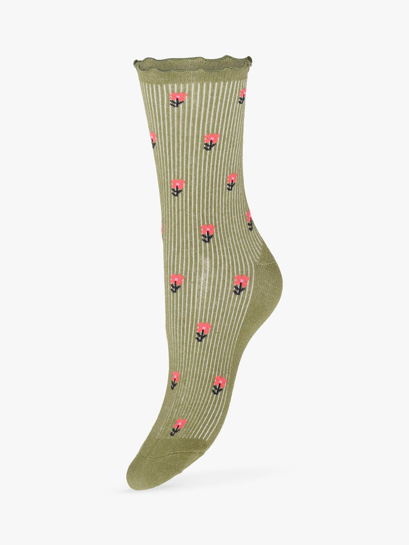 ICHI ankle socks floral stripe pack of 3 - British product