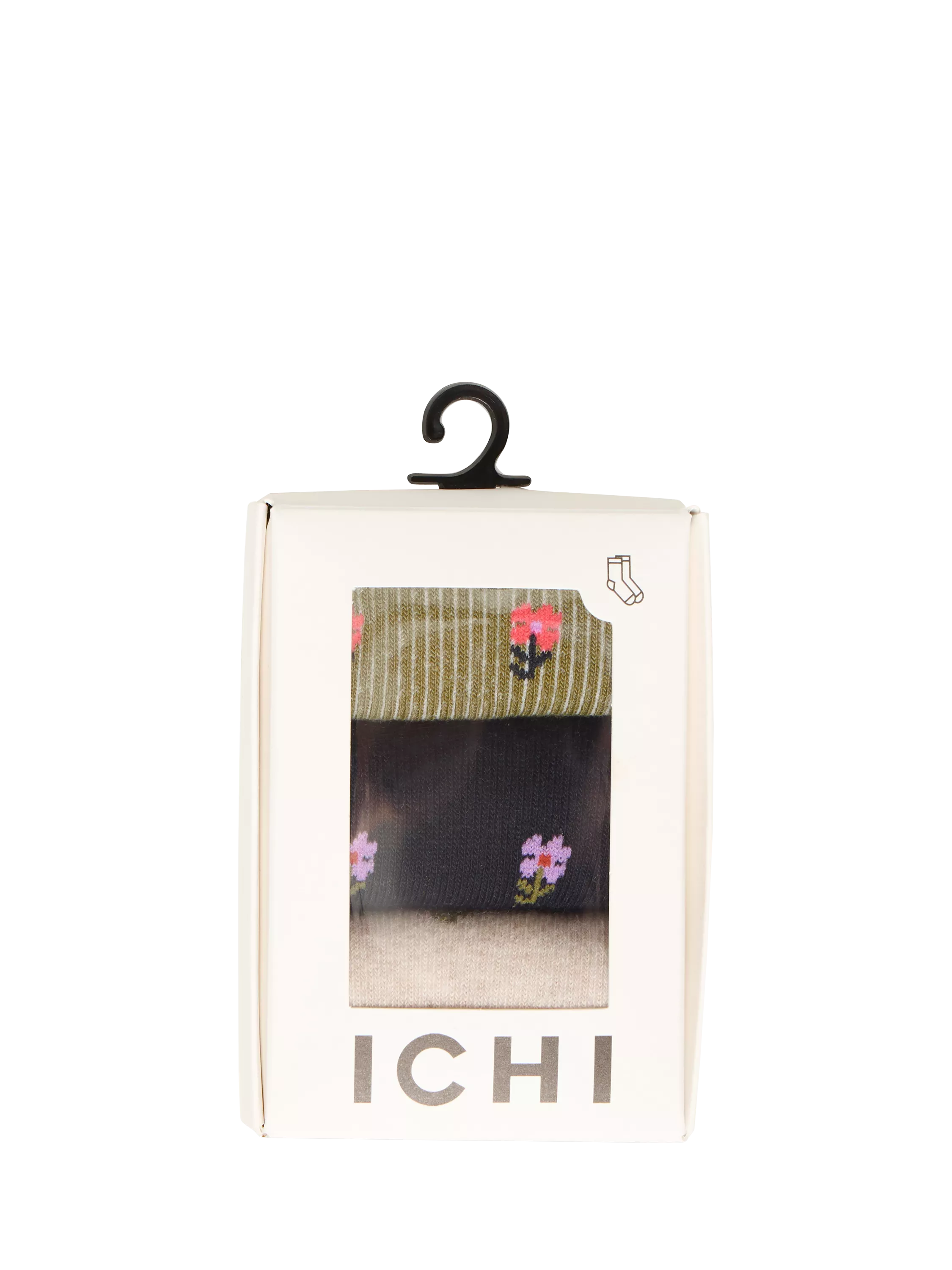 ICHI ankle socks floral stripe pack of 3 - British product
