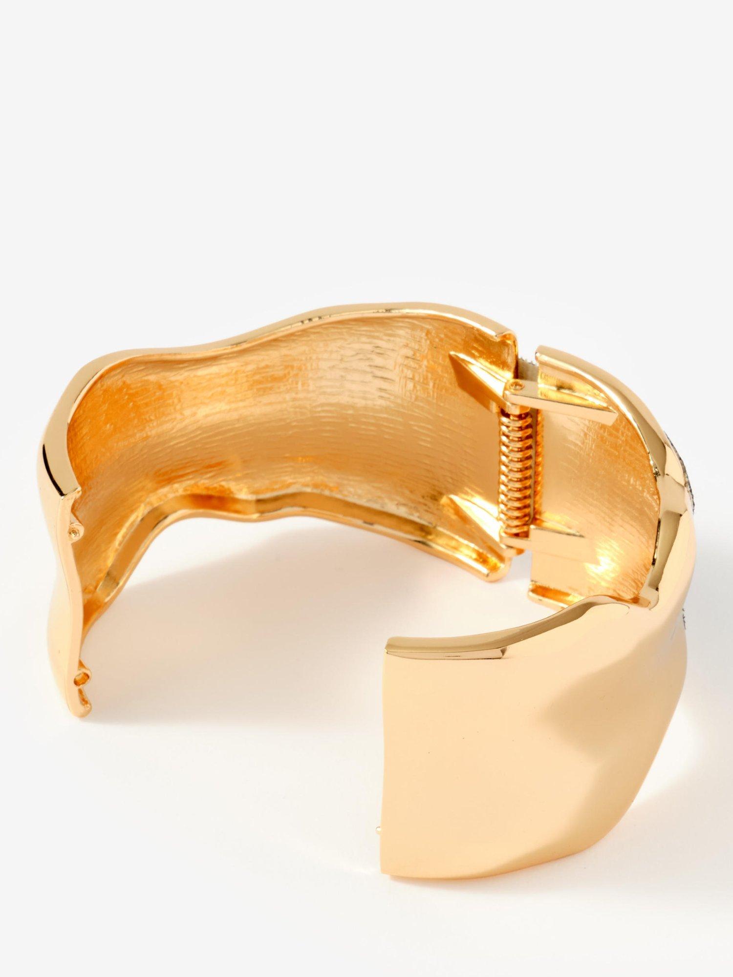 Mint Velvet Clean Wave Hinged Bangle 6cm, imported from the UK