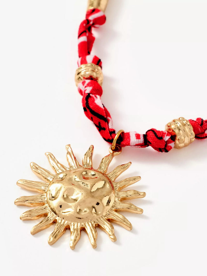 Mint Velvet sun charm necklace in red (British brand)
