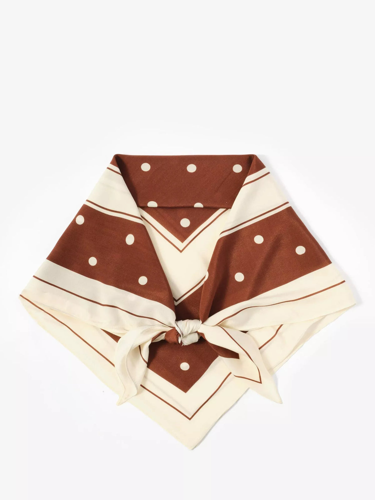 Mint Velvet polka dot scarf brown cream square (British brand)