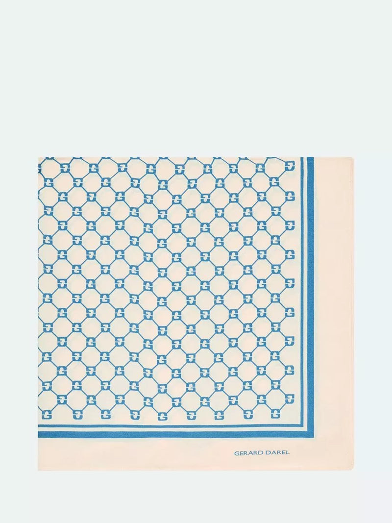 Gerard Darel Darlene Geometric Pure Silk Scarf, Blue, One Size