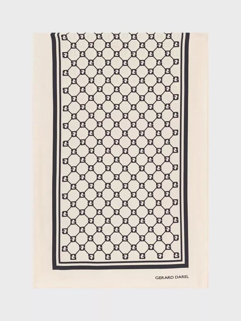 Gerard Darel scarf geometric logo black ecru cream - British product