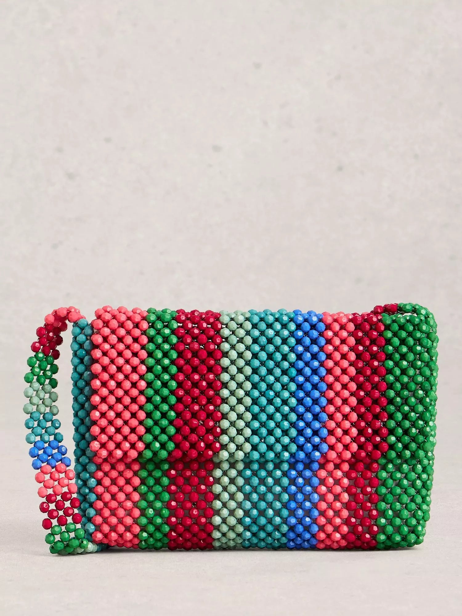 White Stuff Bea Stripe Beaded Shoulder Bag, Multi