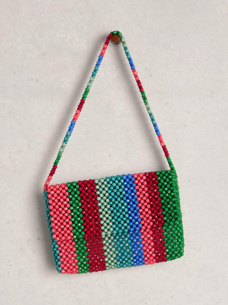 White Stuff beaded shoulder bag multi-colour, imported from the UK