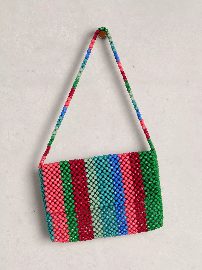 White Stuff beaded shoulder bag multi-colour, imported from the UK