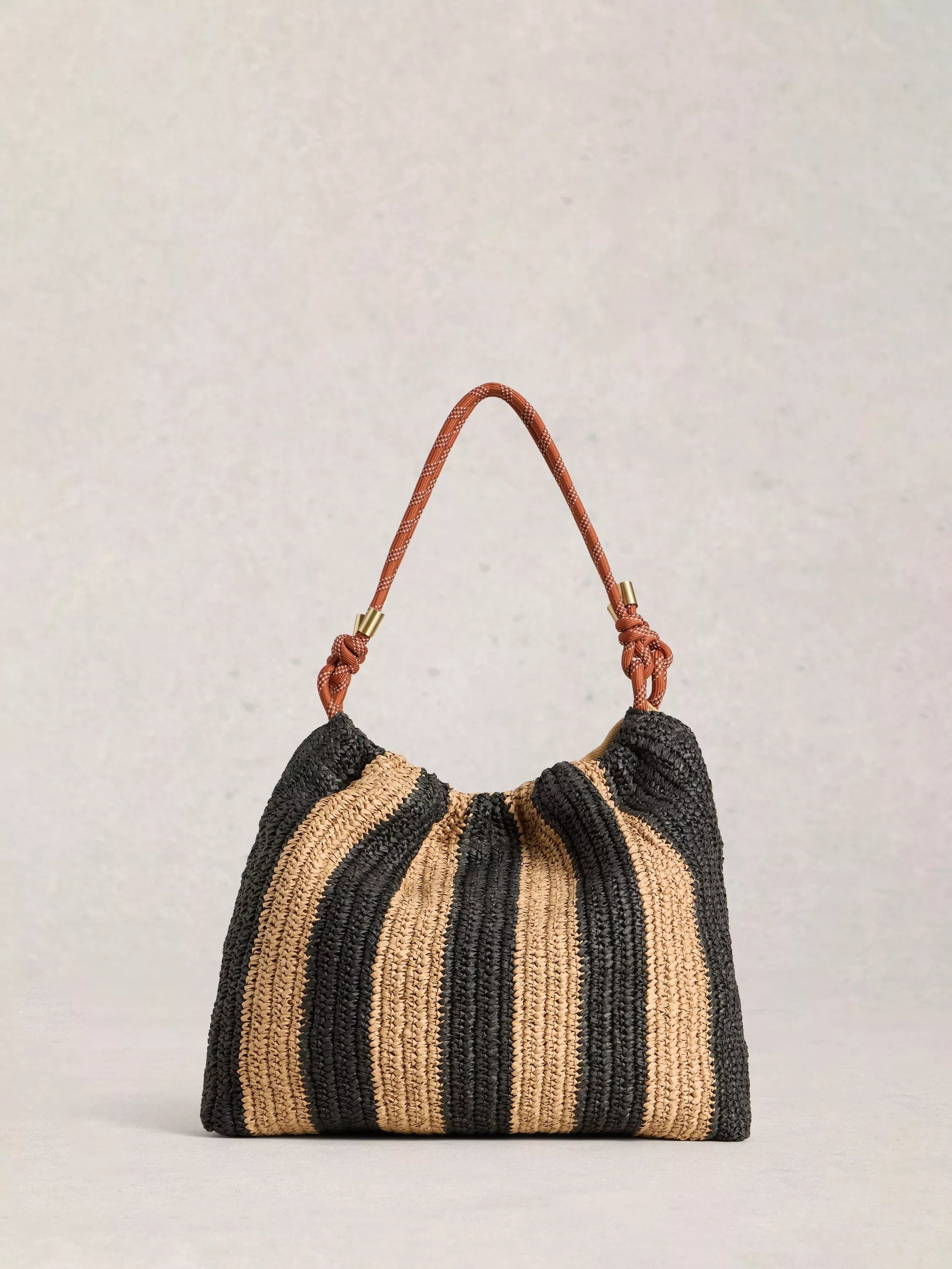 White Stuff Callie Raffia shoulder bag Black/Multi - British product