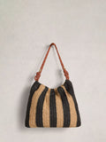 White Stuff Callie Raffia shoulder bag Black/Multi - British product
