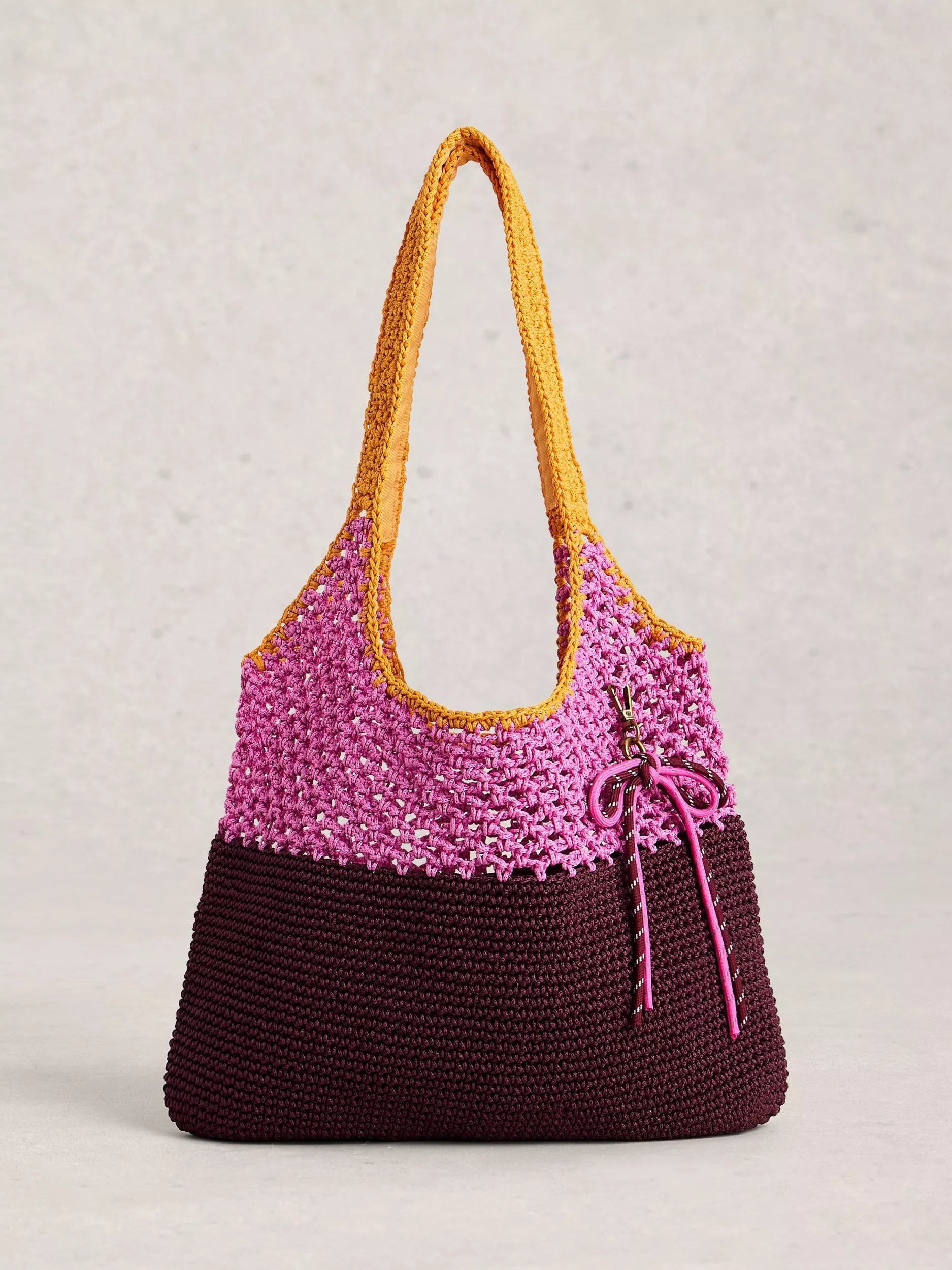 White Stuff Christe Crochet Shopper, Pink/Multi