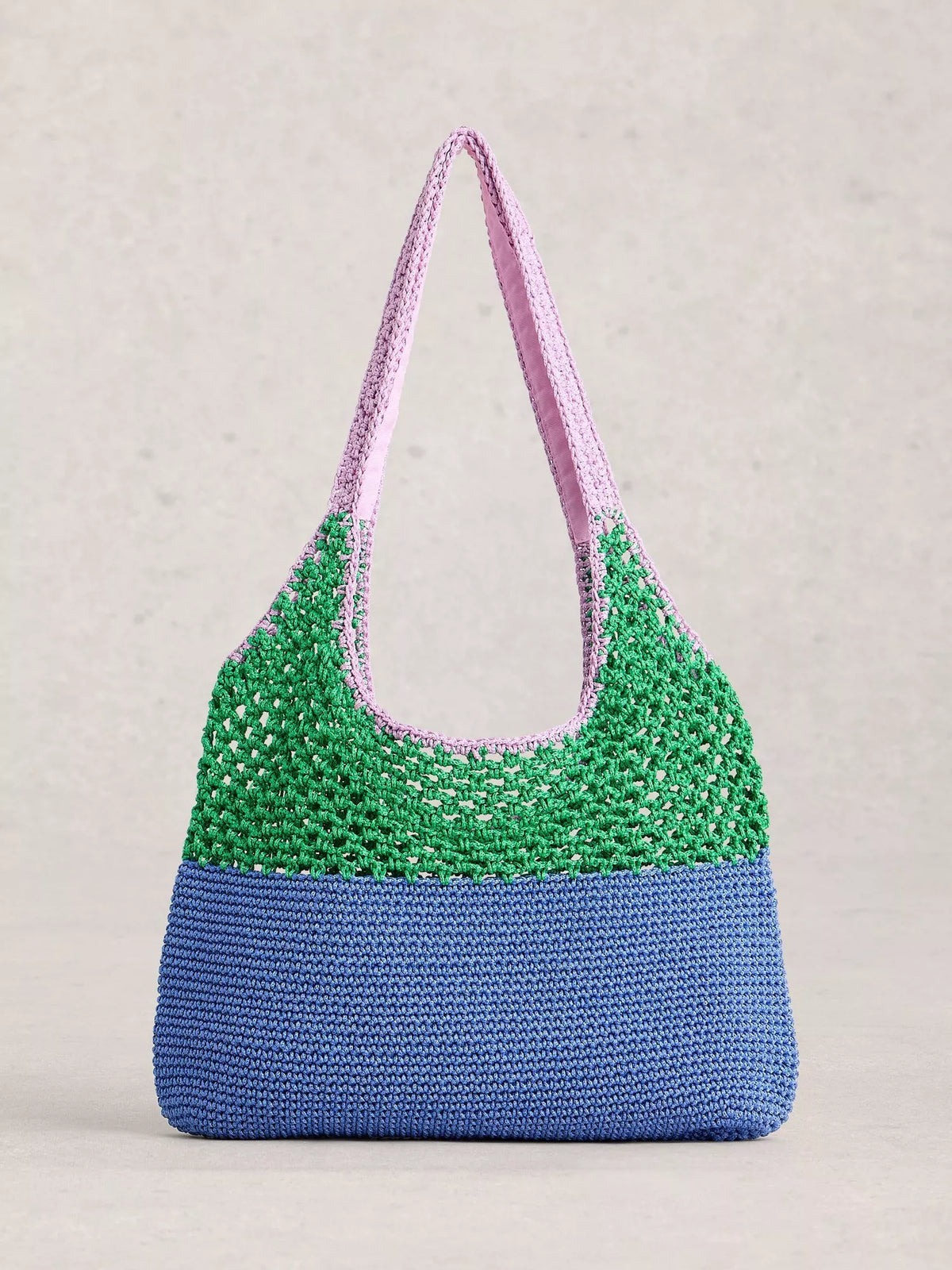 White Stuff Christe crochet shopper bag Blue/Multi, imported from the UK