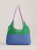 White Stuff Christe crochet shopper bag Blue/Multi, imported from the UK