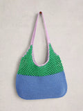 White Stuff Christe crochet shopper bag Blue/Multi, imported from the UK