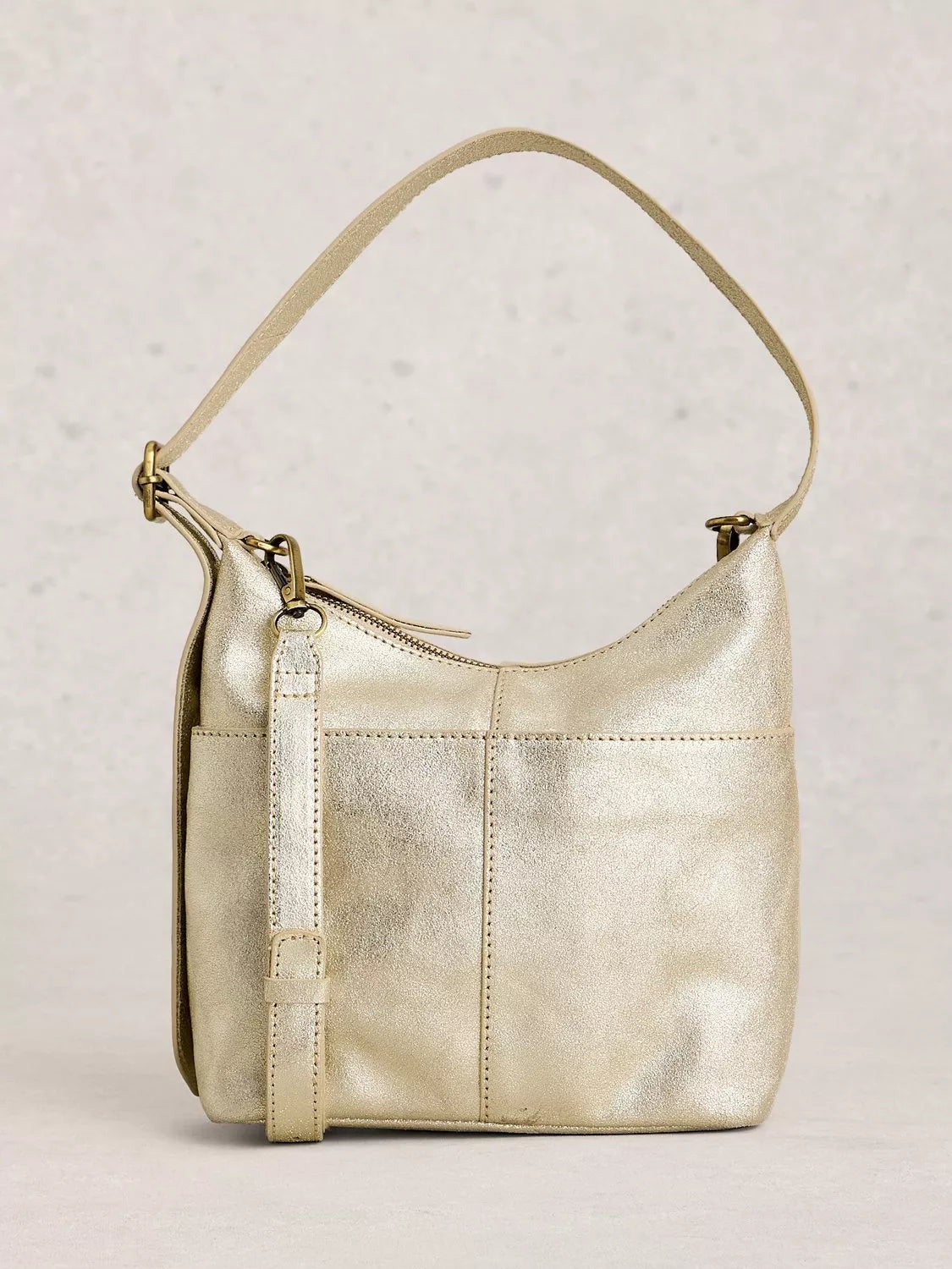 White Stuff Mini Leather Crossbody Bag, Gold