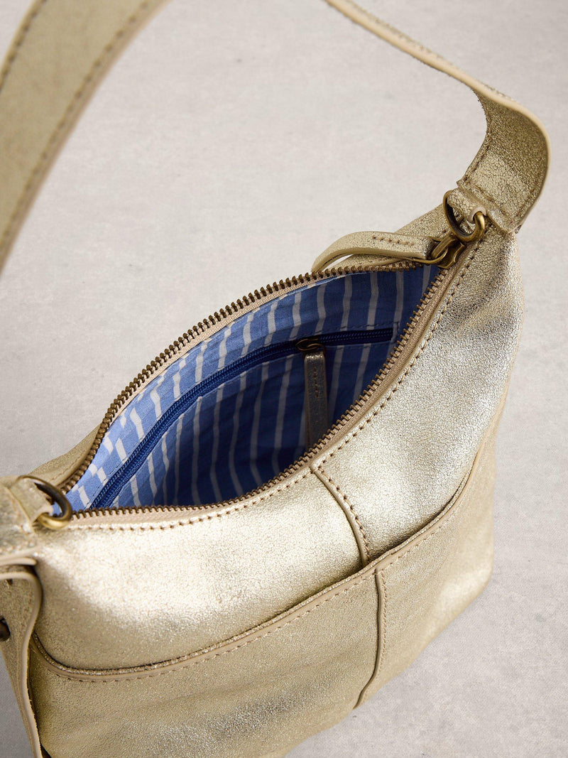White Stuff mini leather crossbody bag in gold - British product