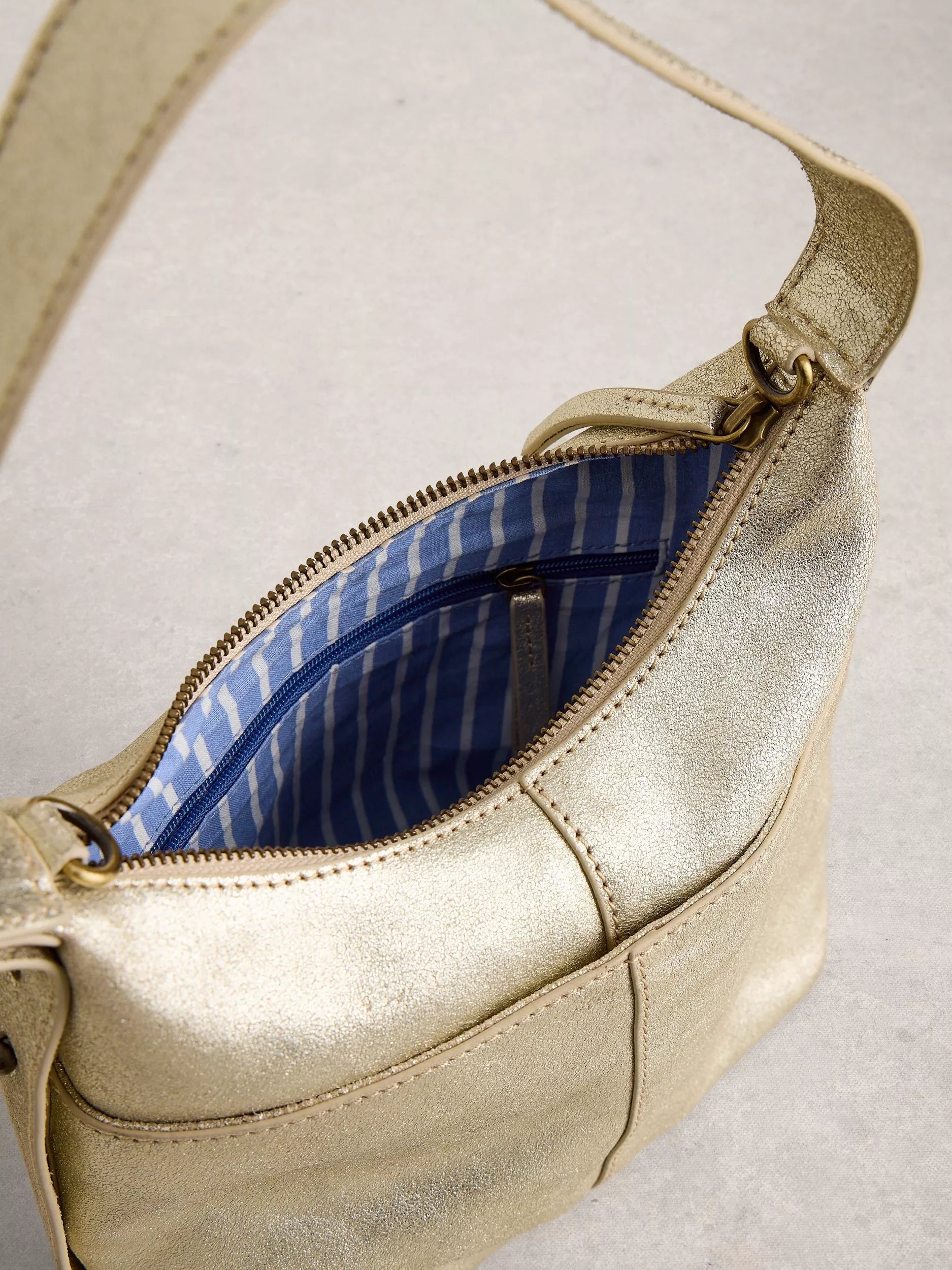 White Stuff mini leather crossbody bag in gold - British product