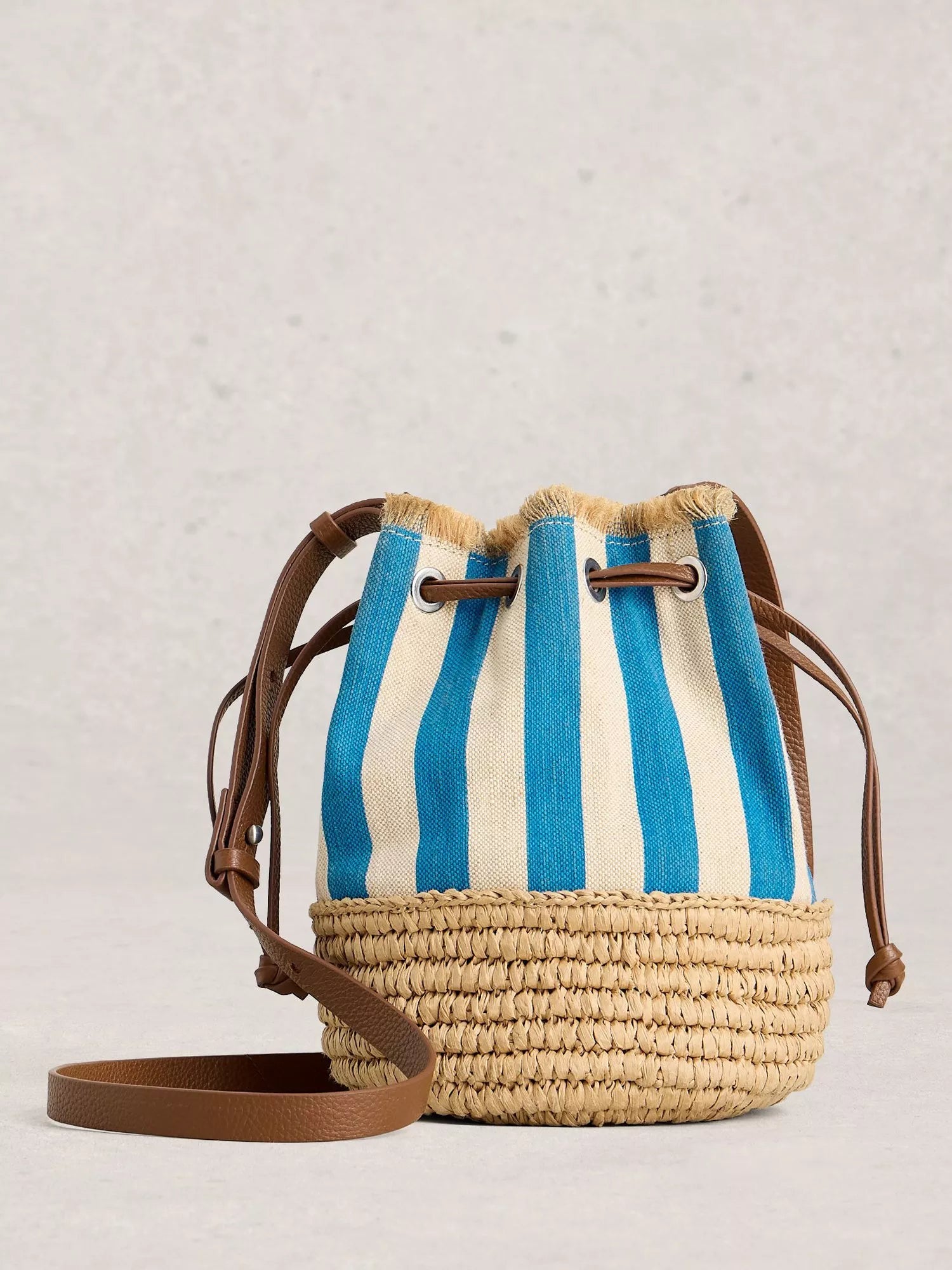 White Stuff Mia Stripe Drawstring Bag, Blue/Multi