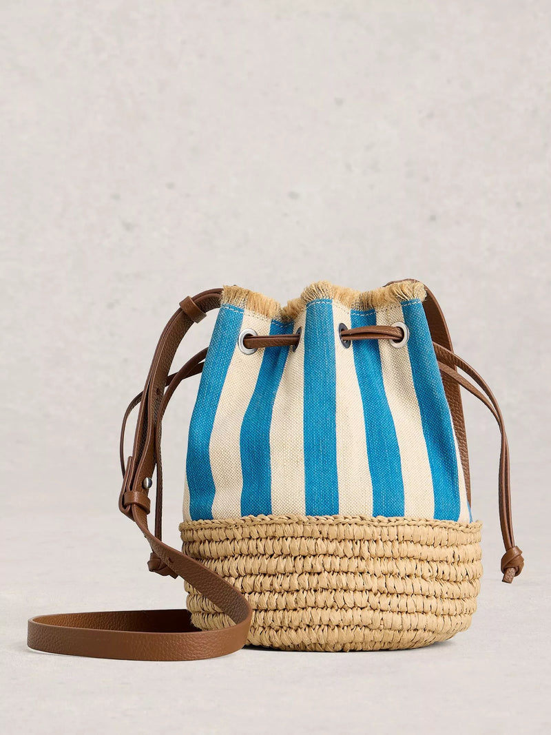 White Stuff Mia Stripe Drawstring Bag, Blue/Multi