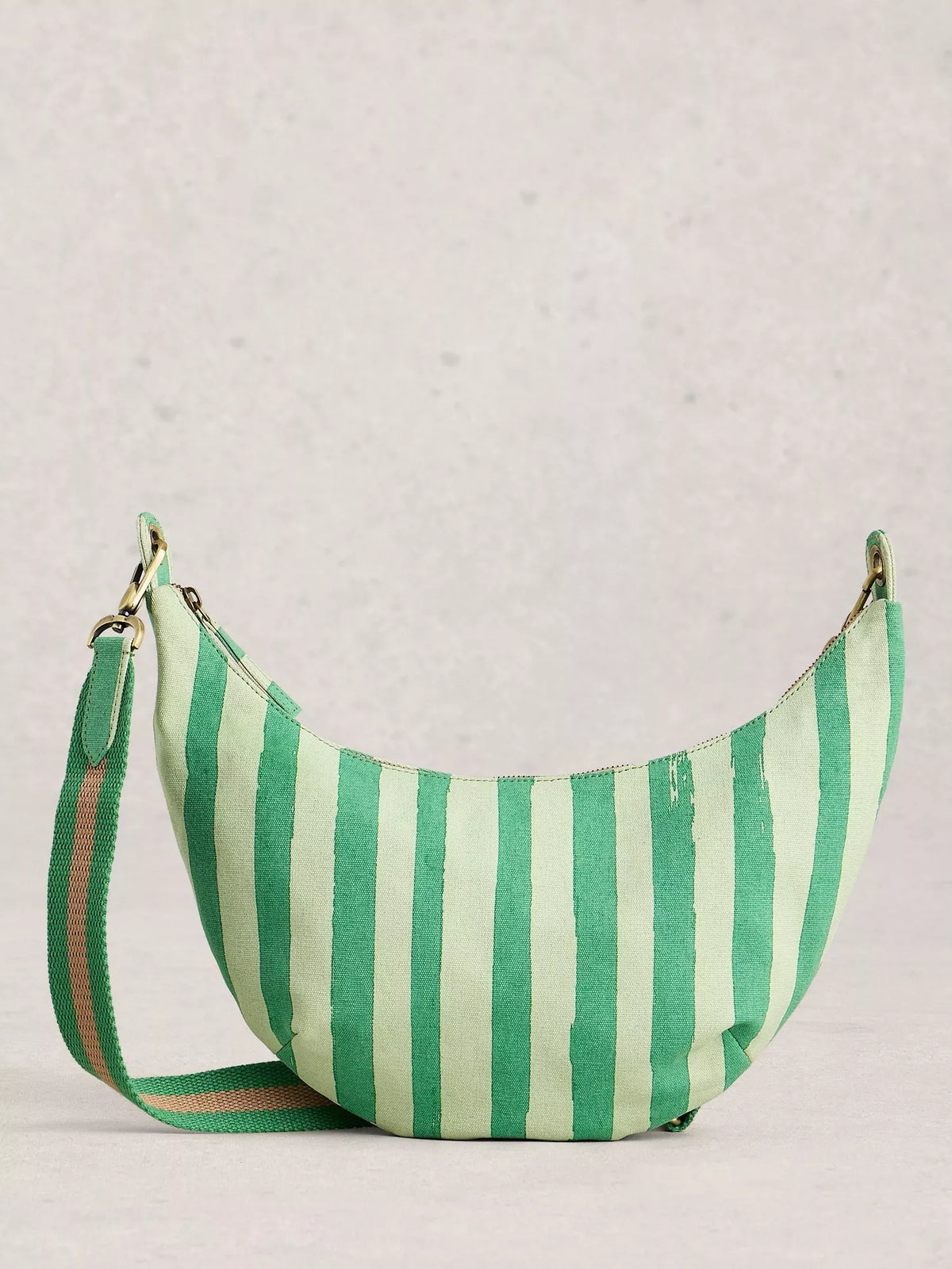 White Stuff Natalie Crescent Moon Crossbody Bag, Green/Multi
