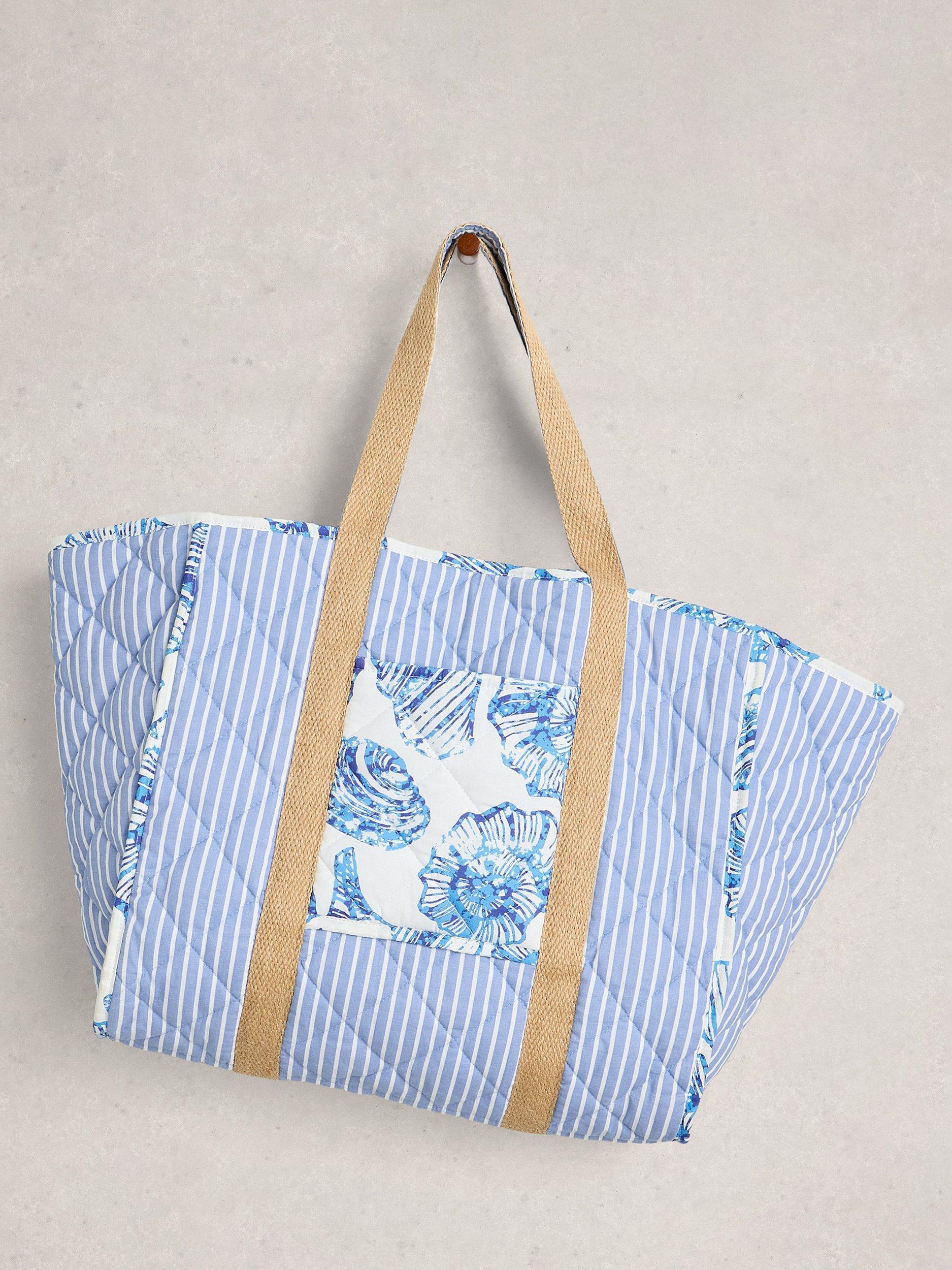 White Stuff Riley reversible beach bag tote, Blue/Multi - British product