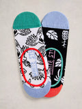 White Stuff leaf bird print sock liners pack of 2, UK version