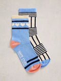 White Stuff blue multi ankle socks 2-pack, imported from the UK