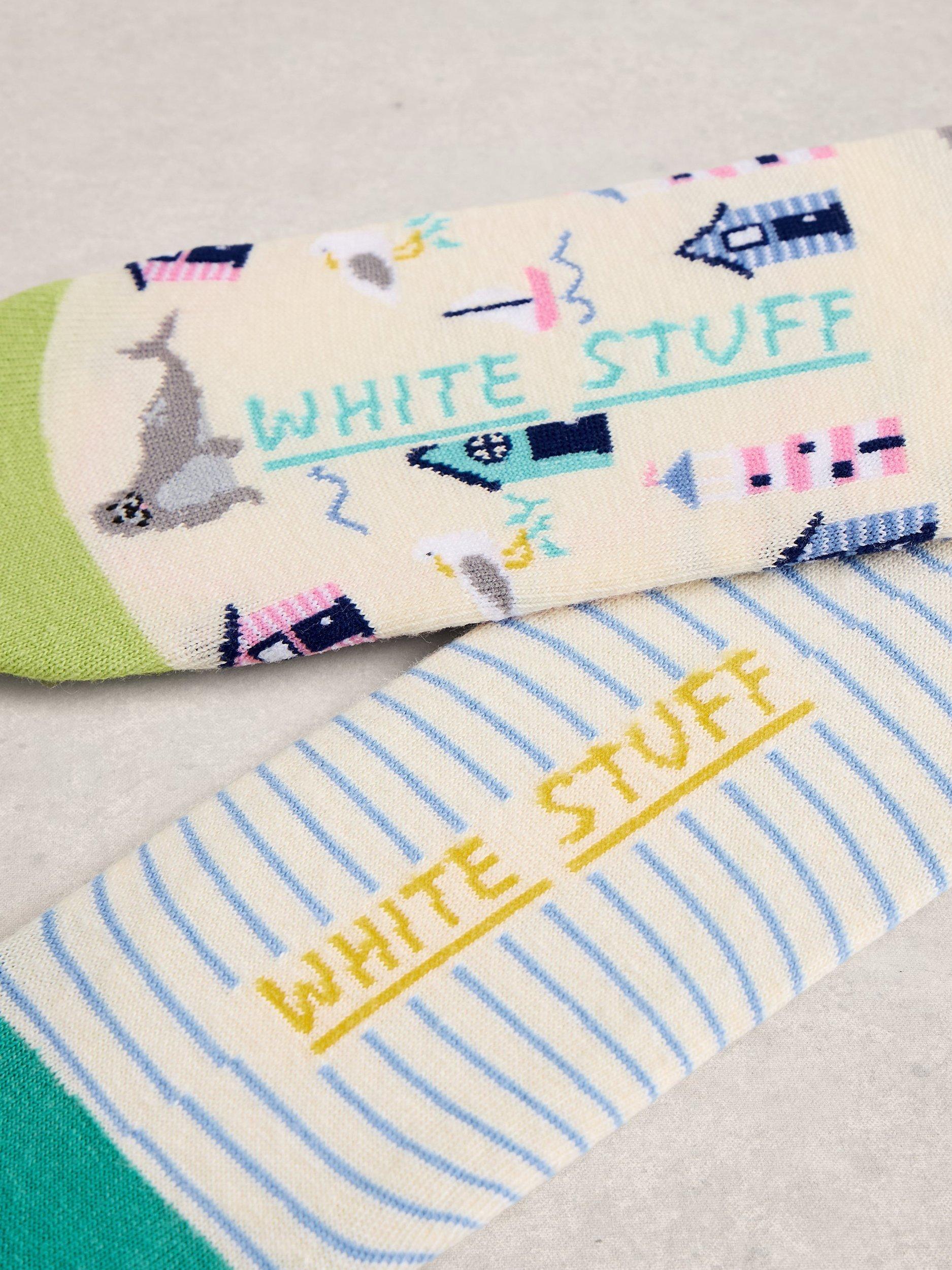 White Stuff organic cotton socks pack of two multi, UK version