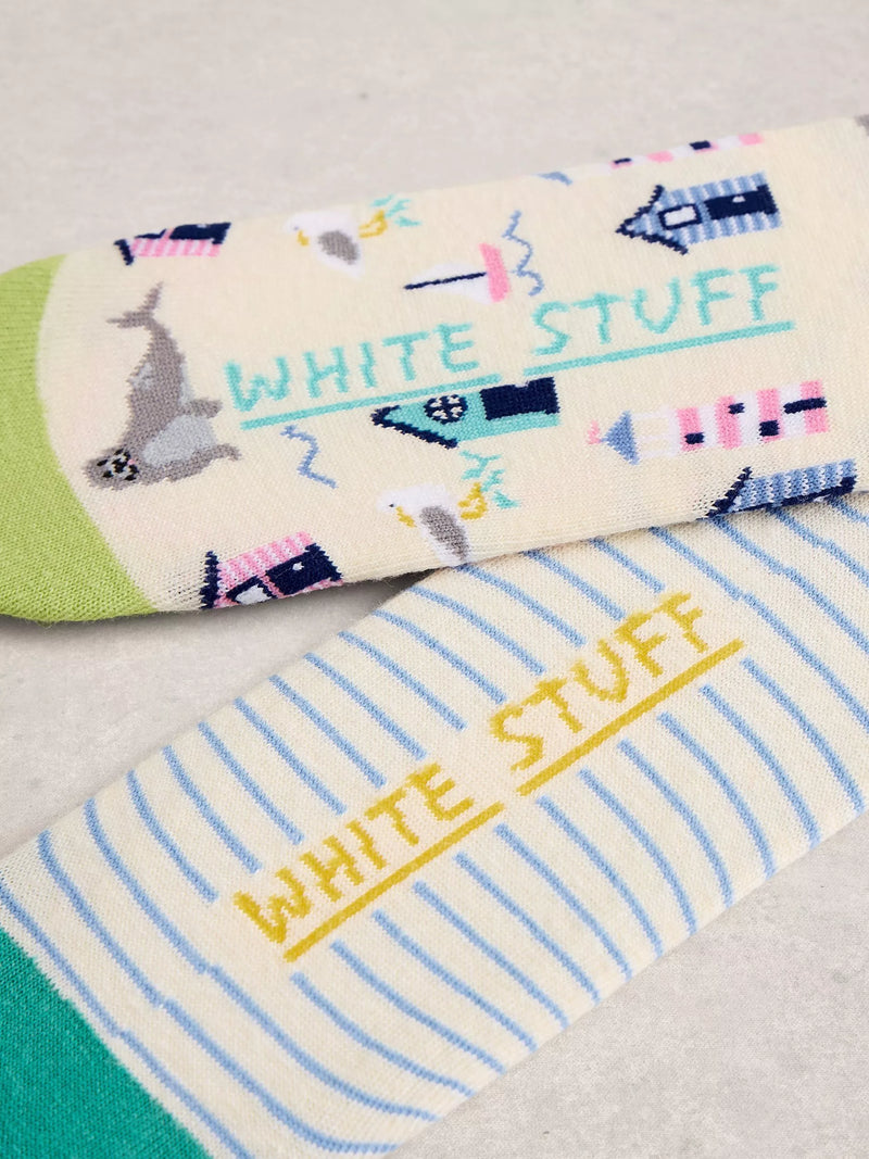 White Stuff organic cotton socks pack of two multi, UK version