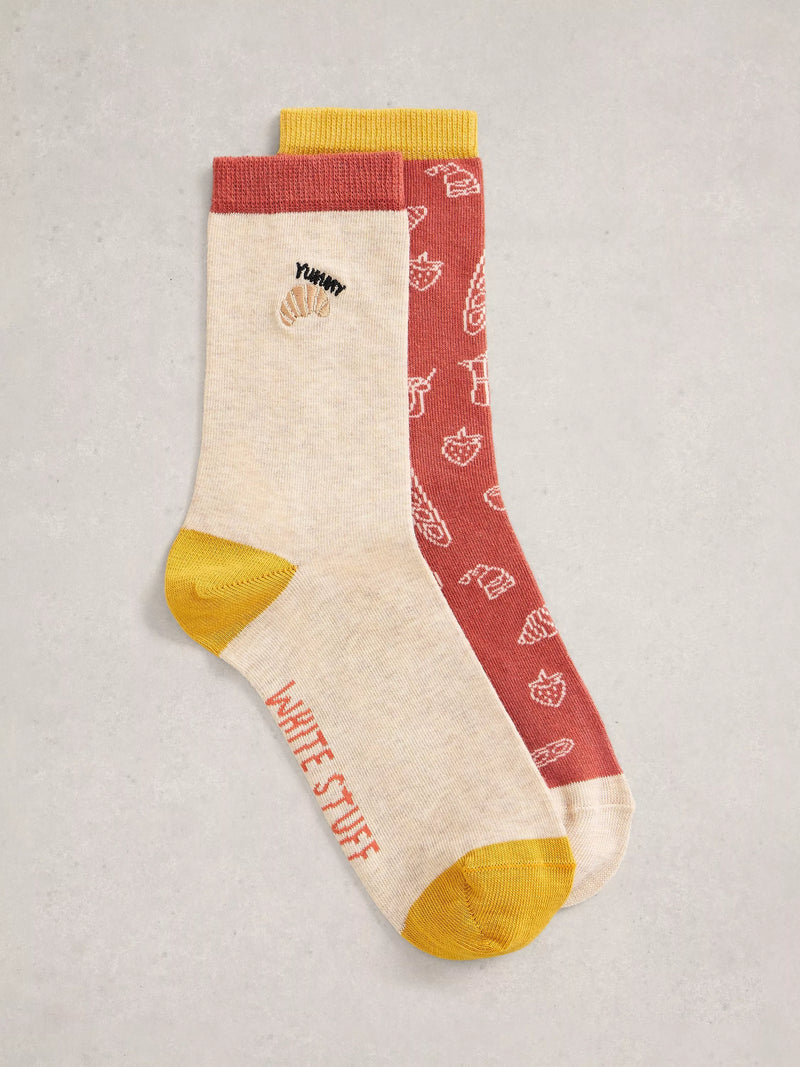 White Stuff ankle socks pack of 2 geometric design, UK version