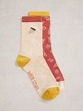 White Stuff ankle socks pack of 2 geometric design, UK version