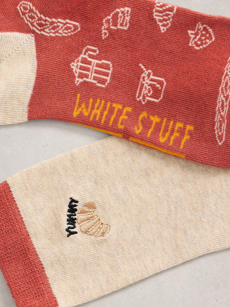 White Stuff ankle socks pack of 2 geometric design, UK version
