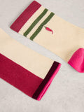 White Stuff ankle socks in red with chilli and stripe pattern, British brand
