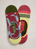 White Stuff sock liners bird stripe print red/multi 2-pack (British brand)