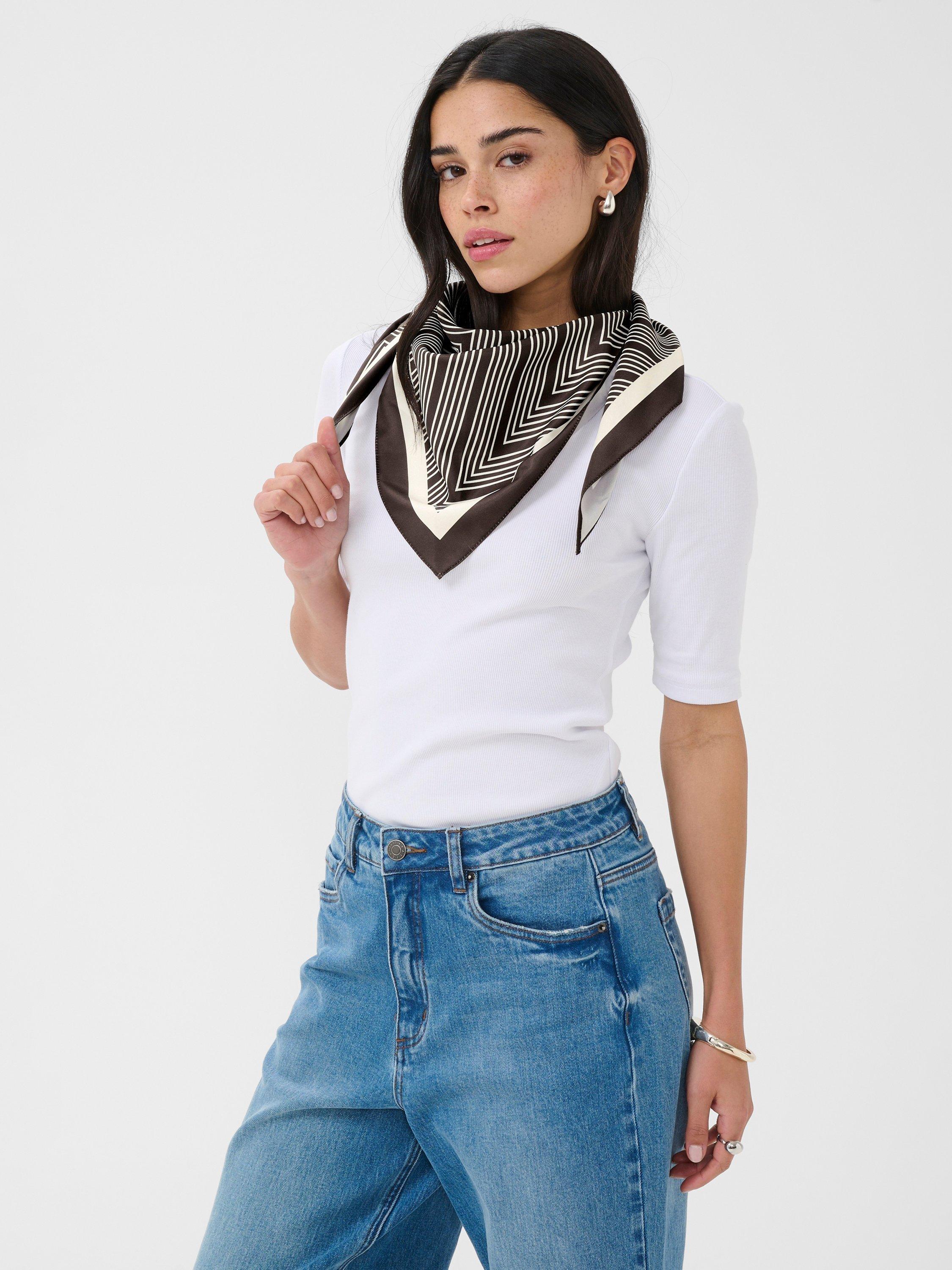 KAFFE Gabby Stripe Scarf seal brown chalk (British brand)