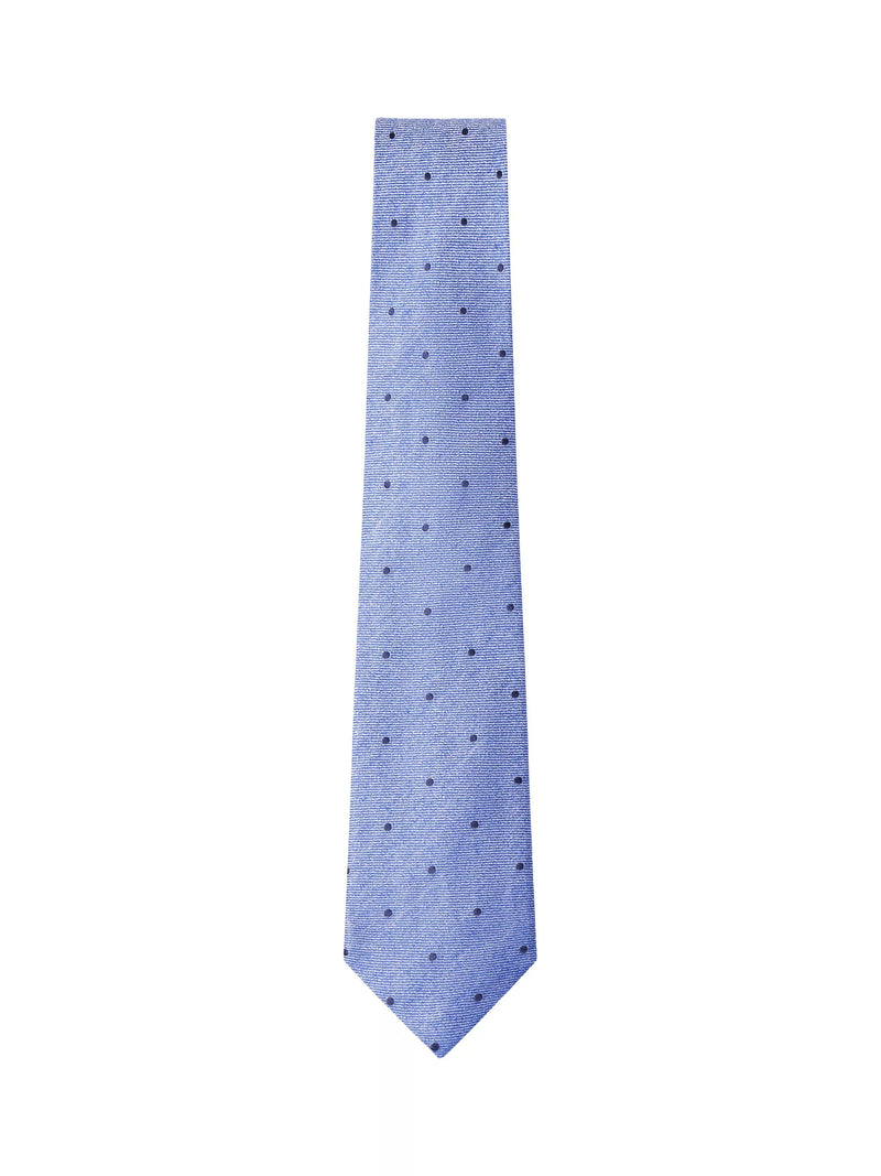 Hackett London polka dot tie electric blue linen silk blend (British brand)