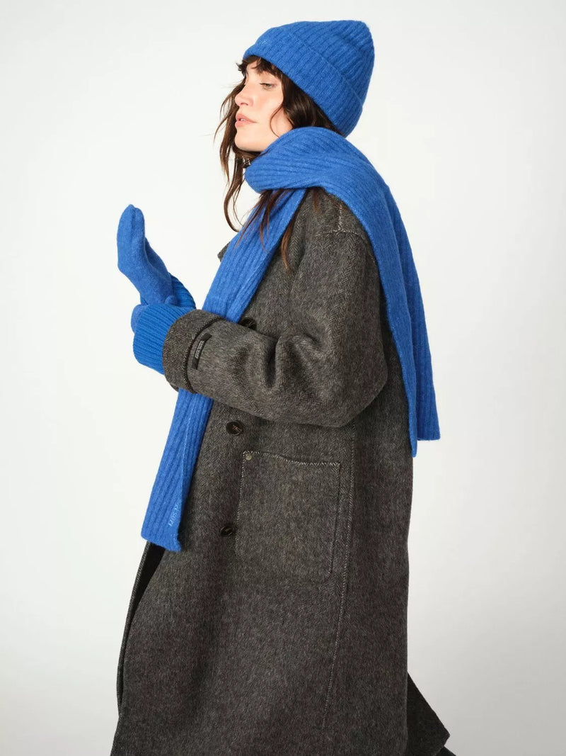 MOS MOSH blue ribbed wool rich scarf, imported from the UK
