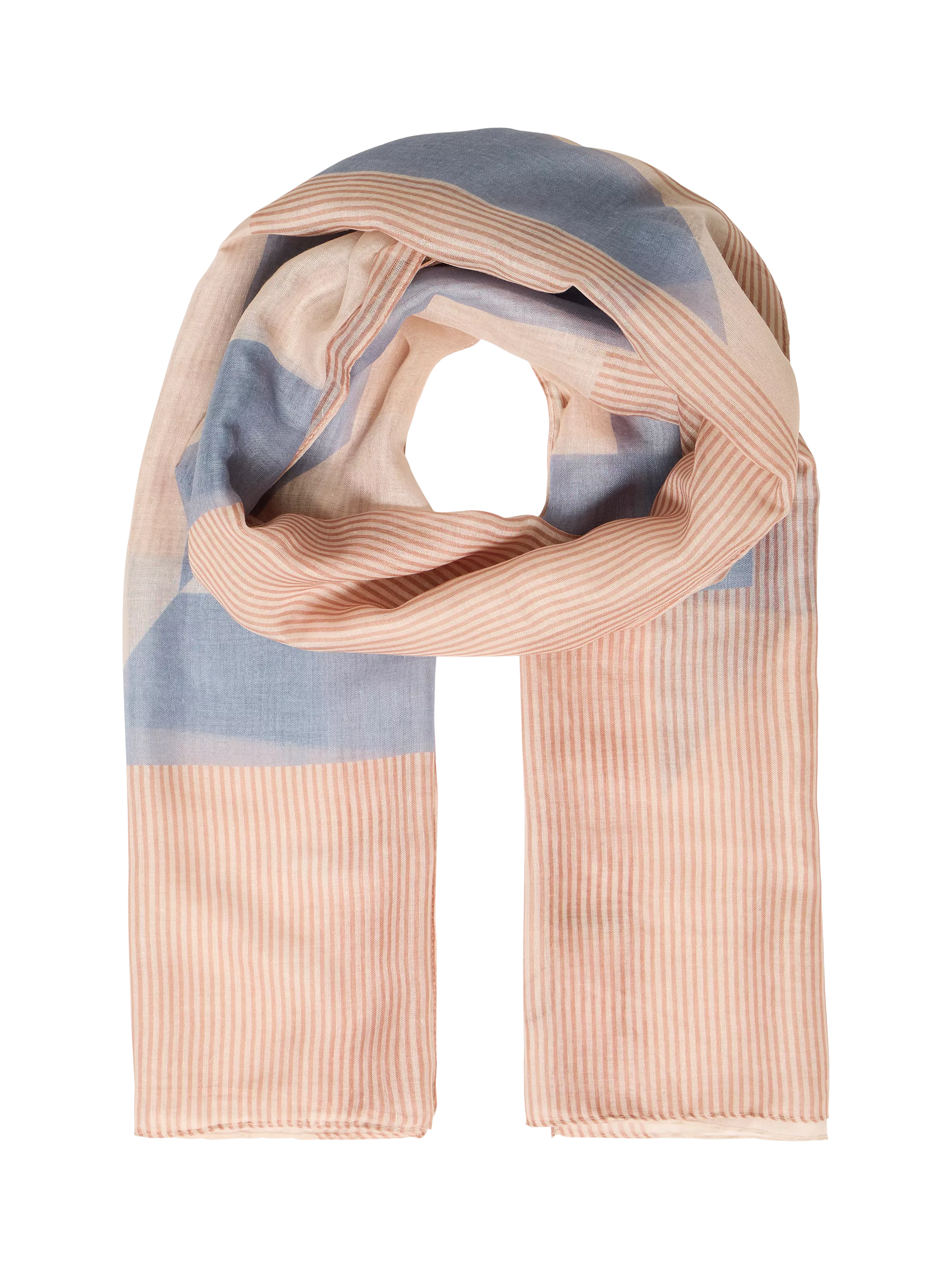 ICHI Annie Abstract Scarf Bel Air Blue 180x90cm - British product