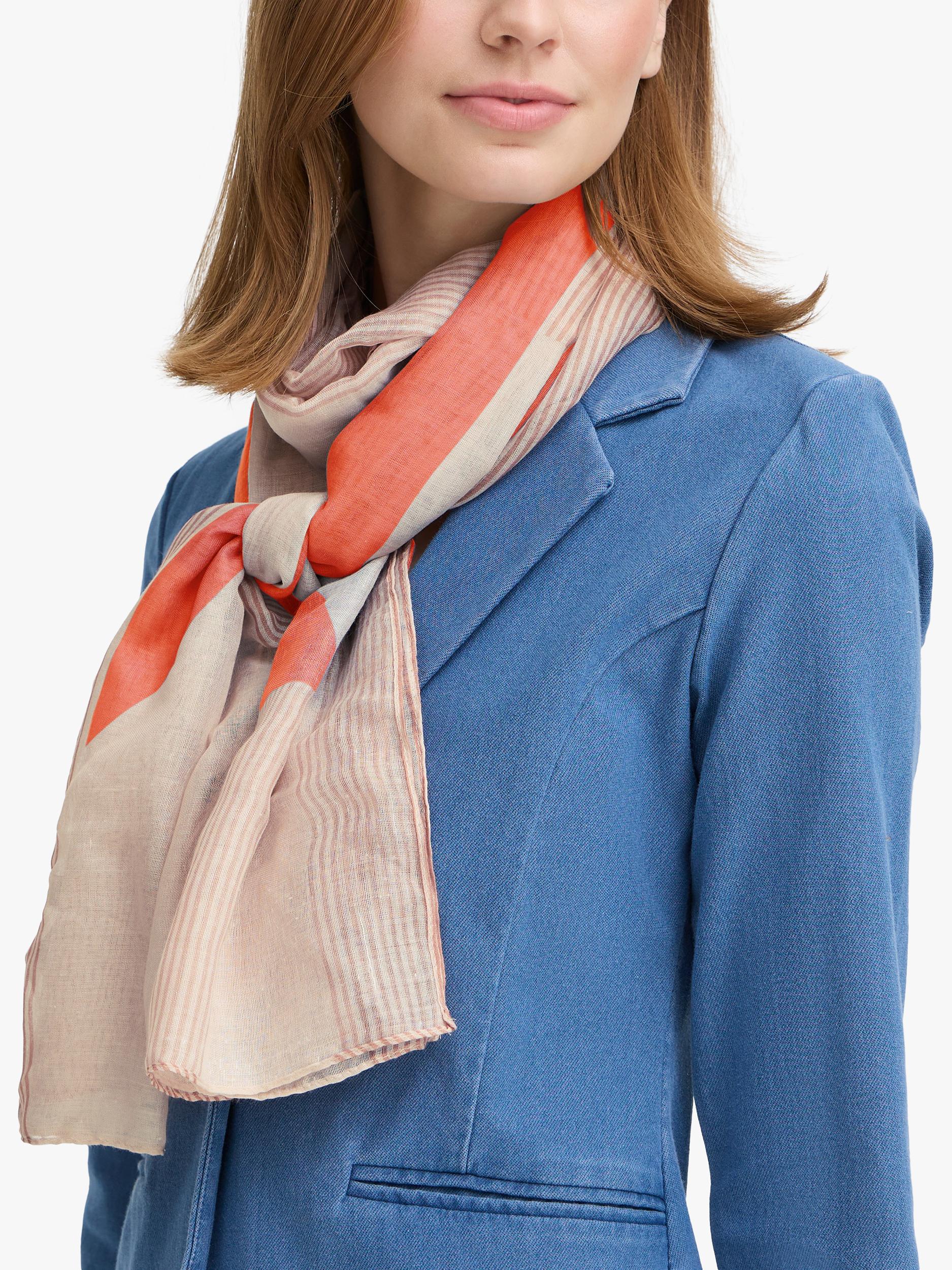 ICHI Annie colour block scarf burnt ochre (British brand)