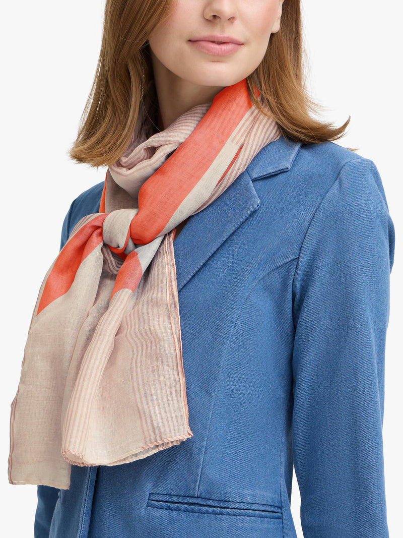 ICHI Annie colour block scarf burnt ochre (British brand)