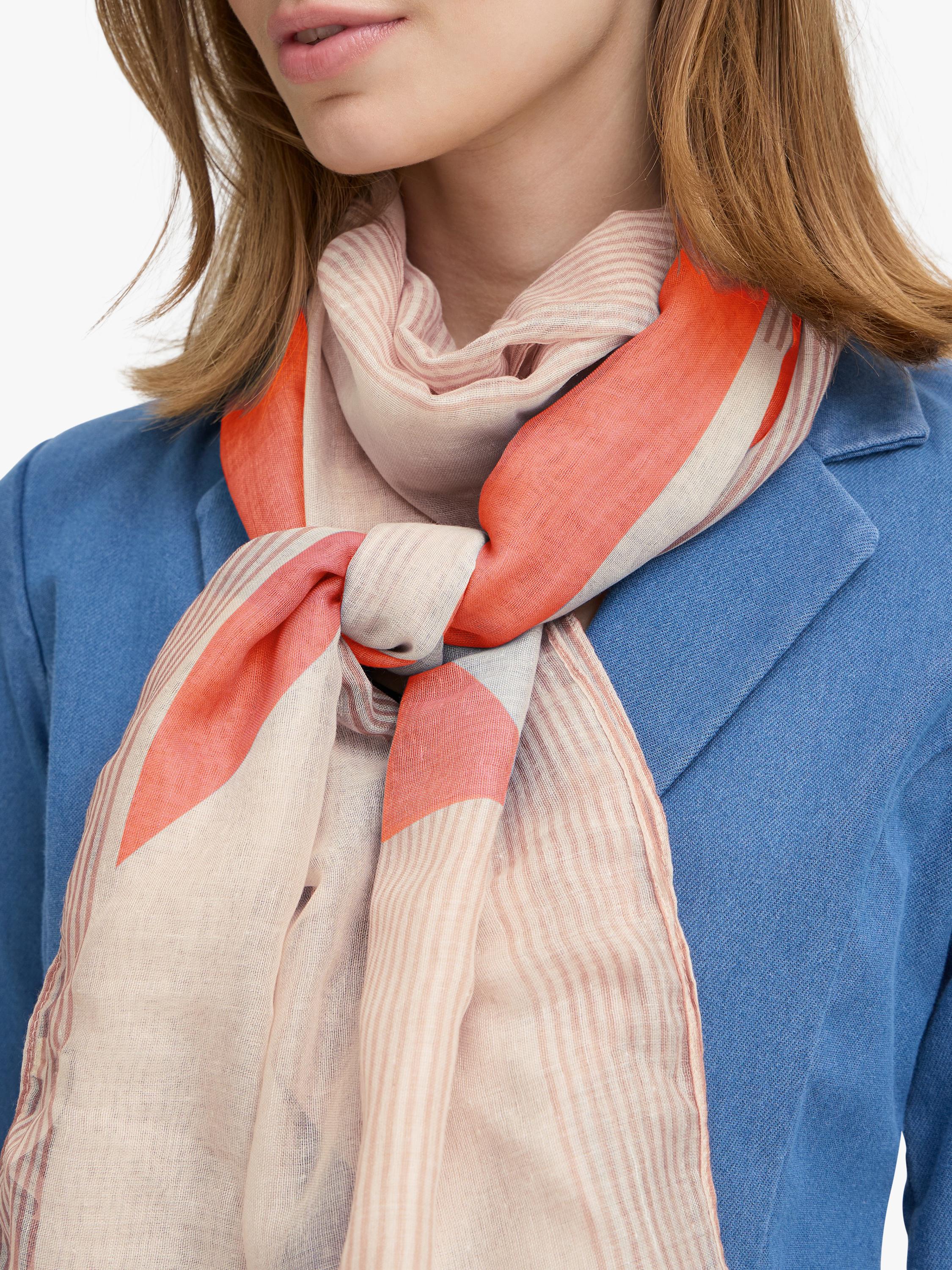 ICHI Annie colour block scarf burnt ochre (British brand)